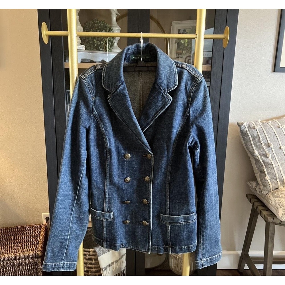 Ralph Lauren Jacket Denim Blazer Double Breasted Old Money Quiet Luxury 8